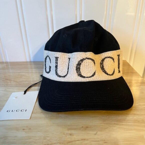 GUCCI Logo Band Baseball Cap Black & White - Picture 1 of 4